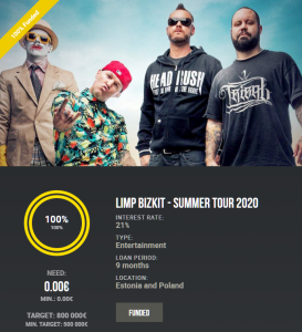 Limp Bizkit summer tour 2020 investment